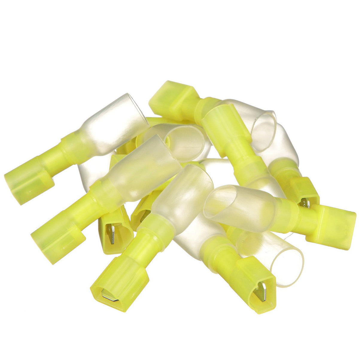 3-to-1 Heat Shrink Insulated Quick Disconnect, 12-10 Ga, .250in Male, Yellow, 25/PK