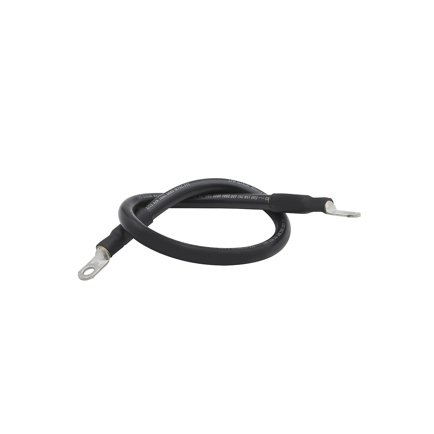 Tinned Copper Battery Assembly, 2 AWG, Black, 2ft
