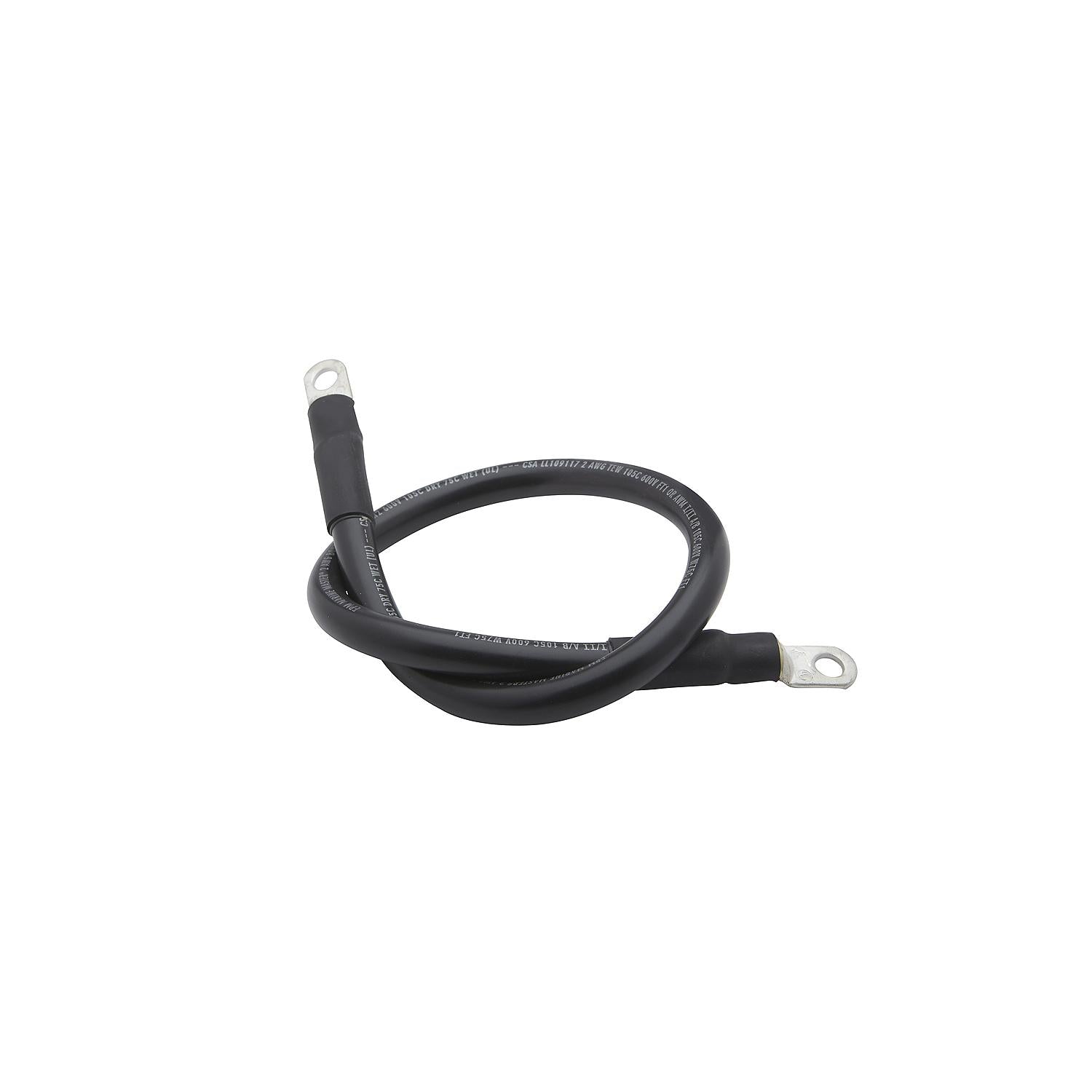 Tinned Copper Battery Assembly, 2 AWG, Black, 2ft