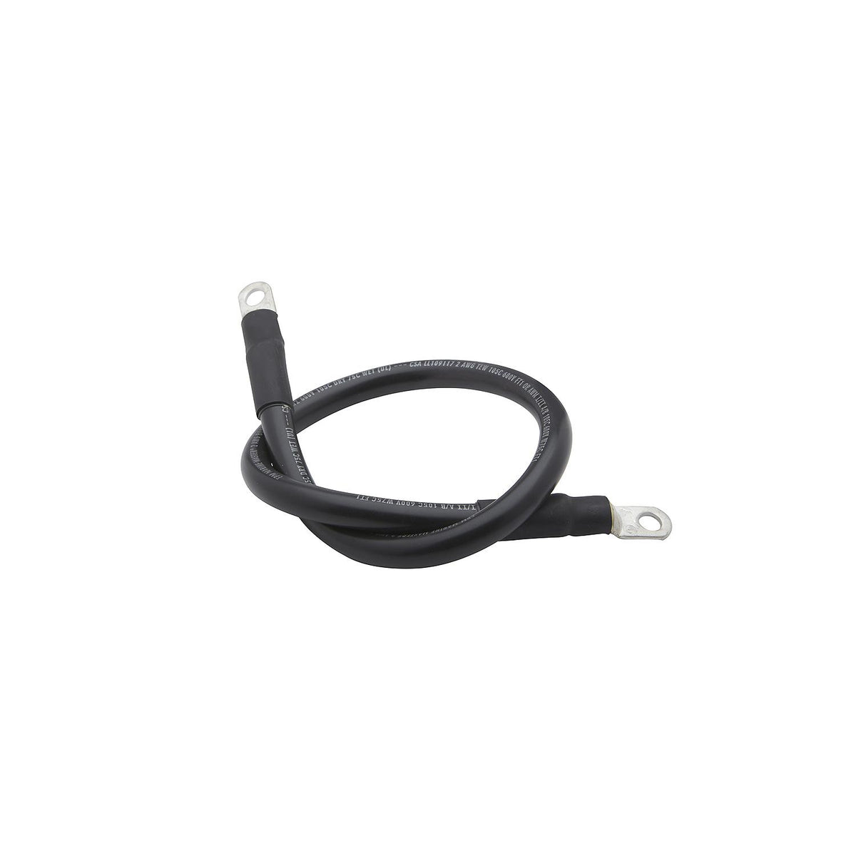 Tinned Copper Battery Assembly, 2 AWG, Black, 2ft