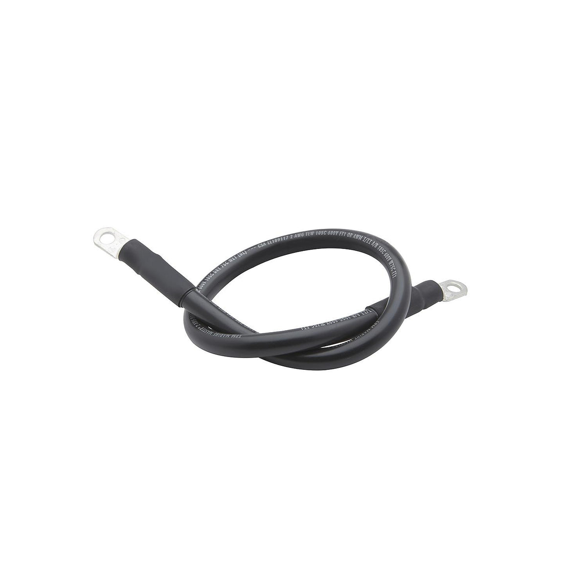 Tinned Copper Battery Assembly, 2 AWG, Black, 2ft