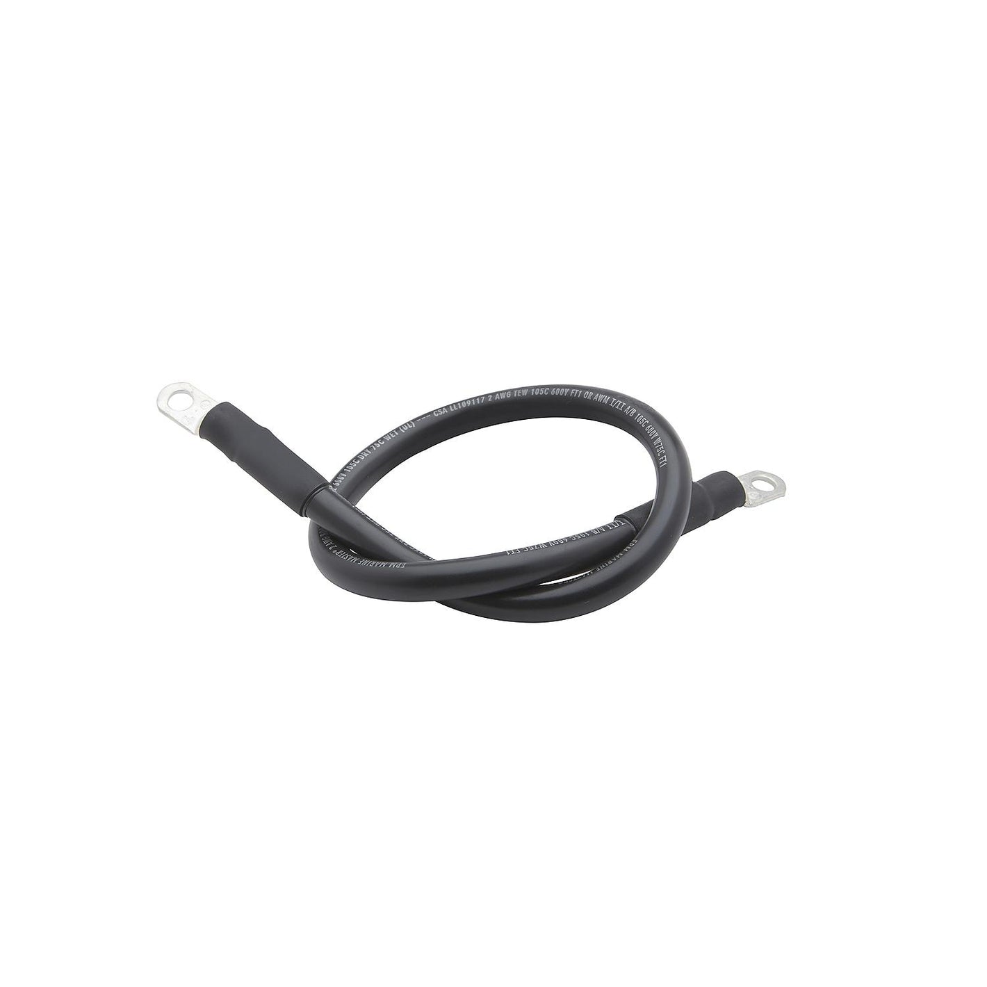 Tinned Copper Battery Assembly, 2 AWG, Black, 2ft
