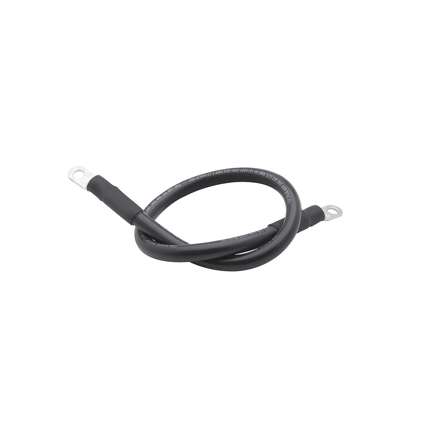 Tinned Copper Battery Assembly, 2 AWG, Black, 2ft
