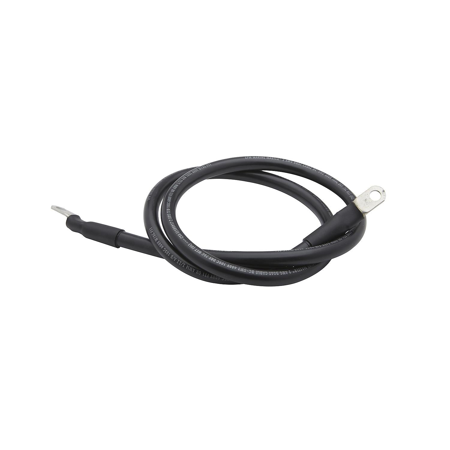 Tinned Copper Battery Assembly, 2 AWG, Black, 4ft
