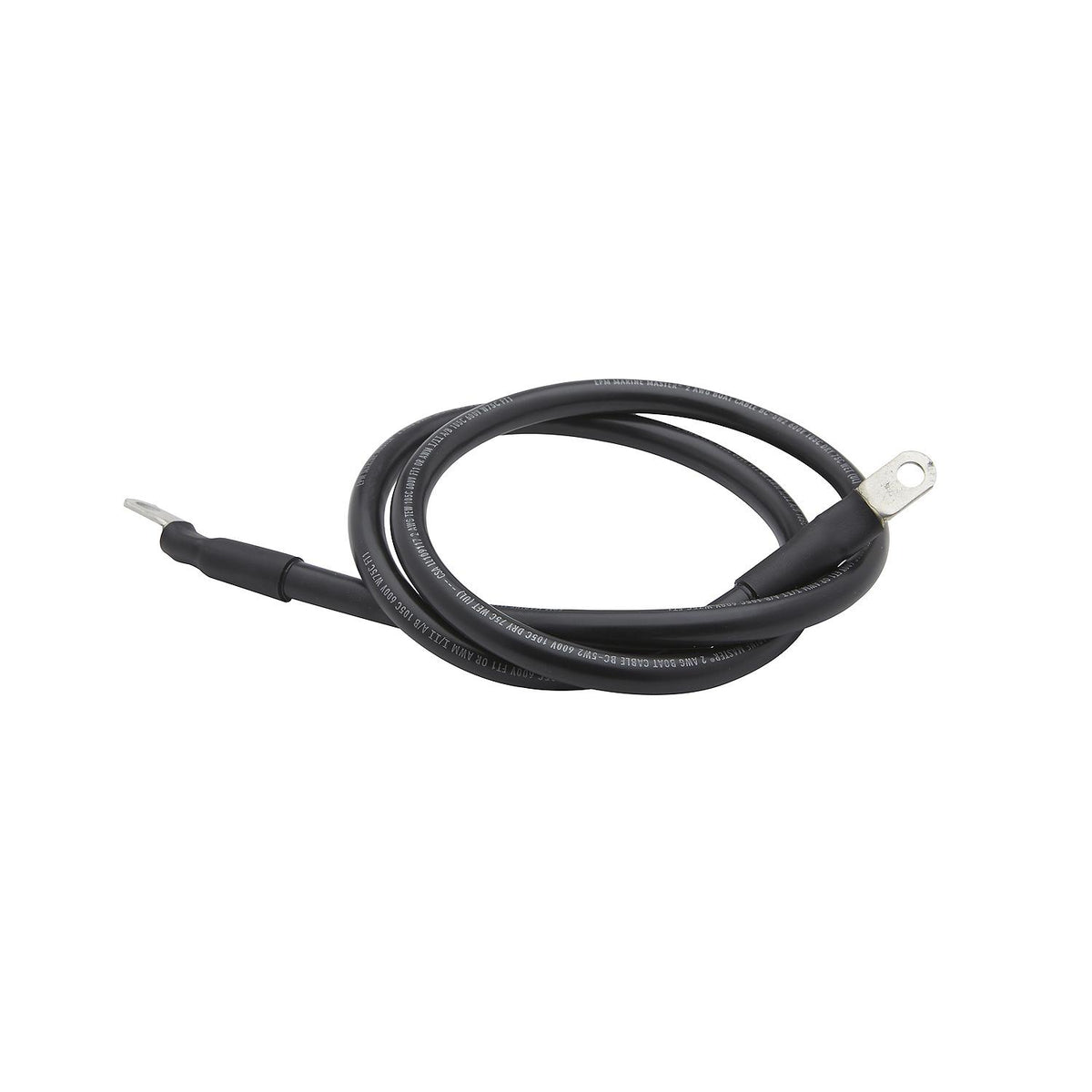 Tinned Copper Battery Assembly, 2 AWG, Black, 4ft