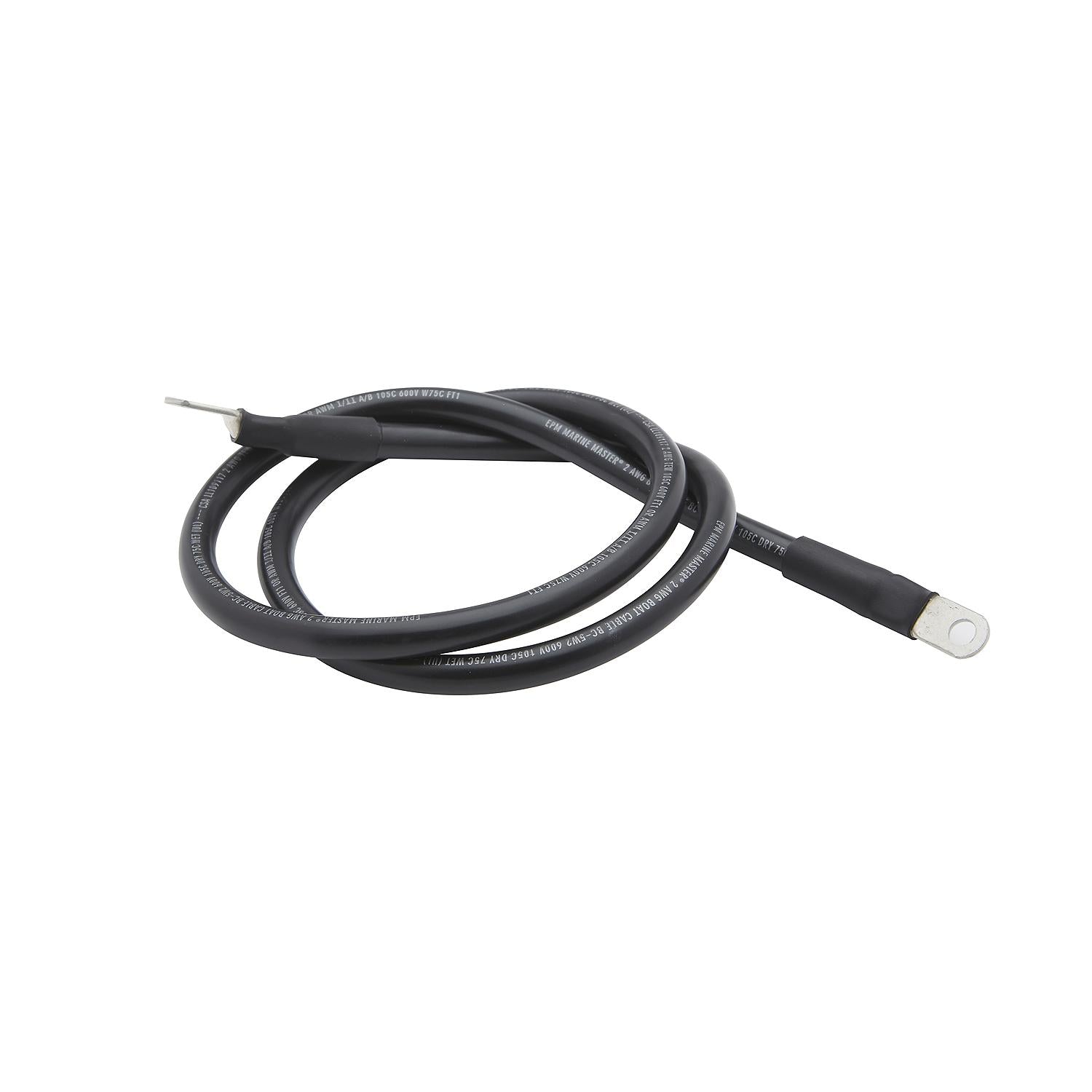 Tinned Copper Battery Assembly, 2 AWG, Black, 4ft