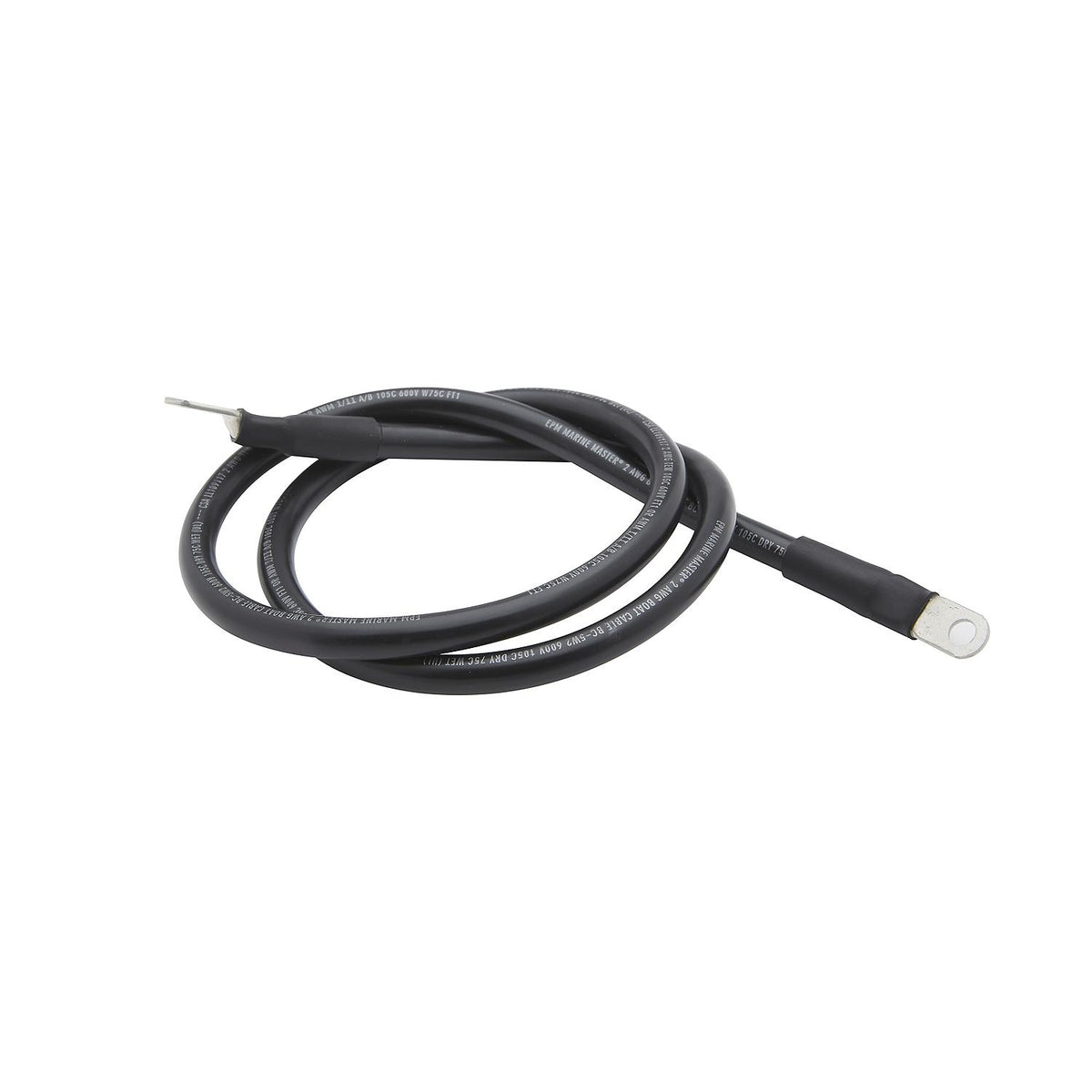 Tinned Copper Battery Assembly, 2 AWG, Black, 4ft