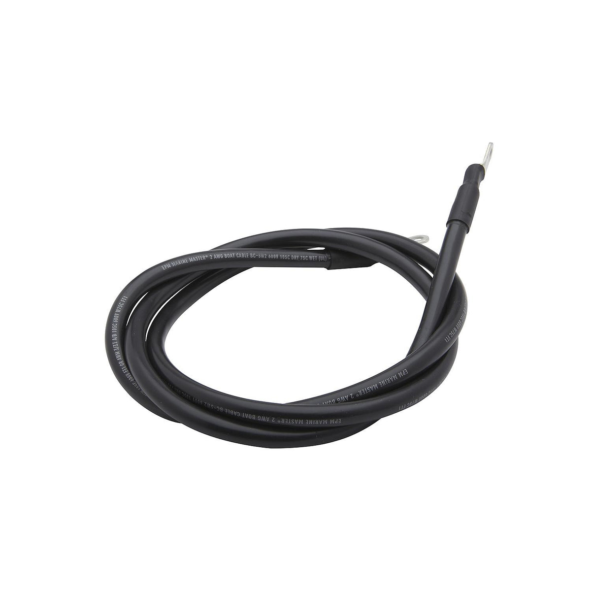 Tinned Copper Battery Assembly, 2 AWG, Black, 6ft