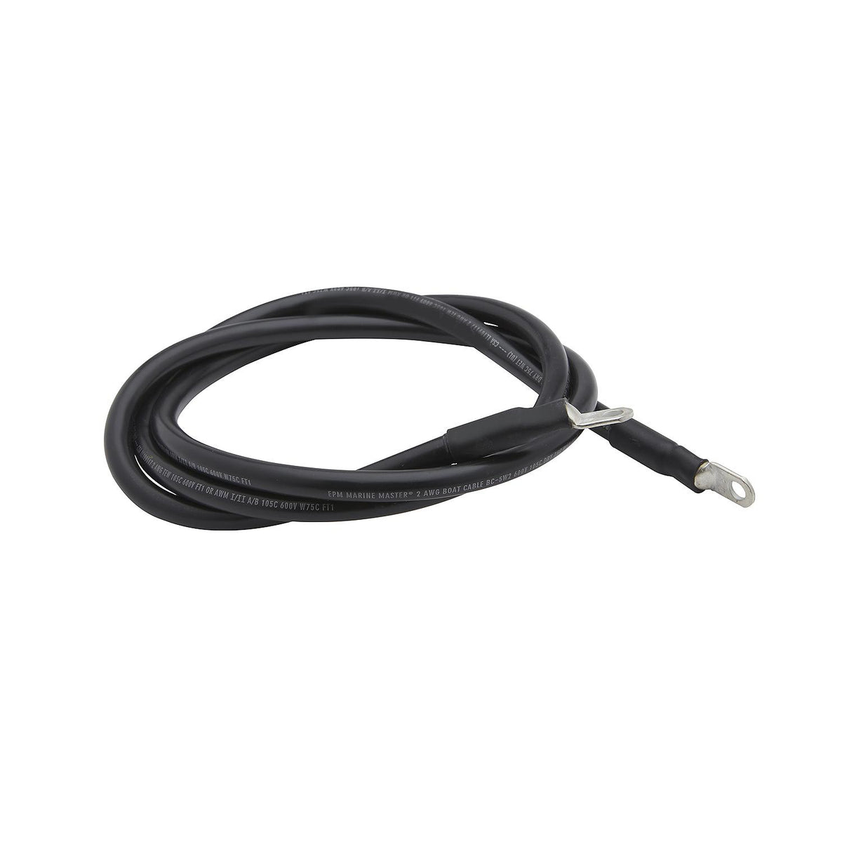 Tinned Copper Battery Assembly, 2 AWG, Black, 6ft