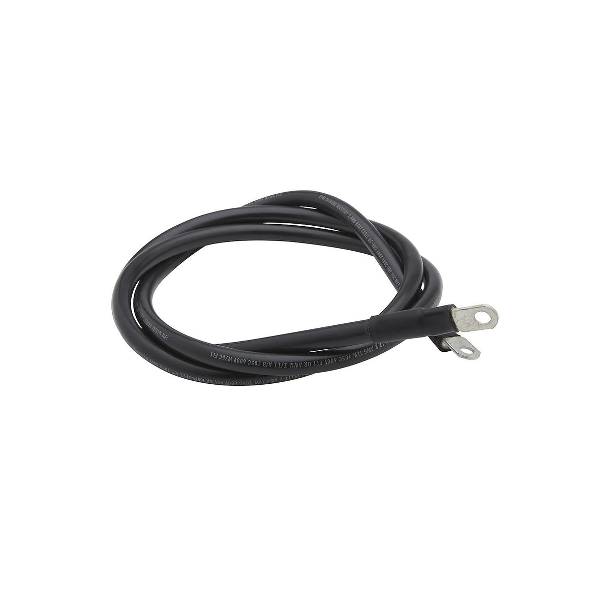 Tinned Copper Battery Assembly, 2 AWG, Black, 6ft