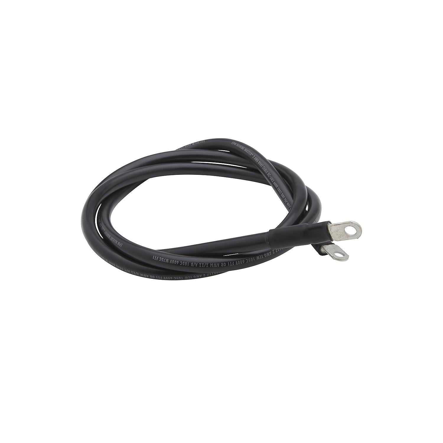 Tinned Copper Battery Assembly, 2 AWG, Black, 6ft