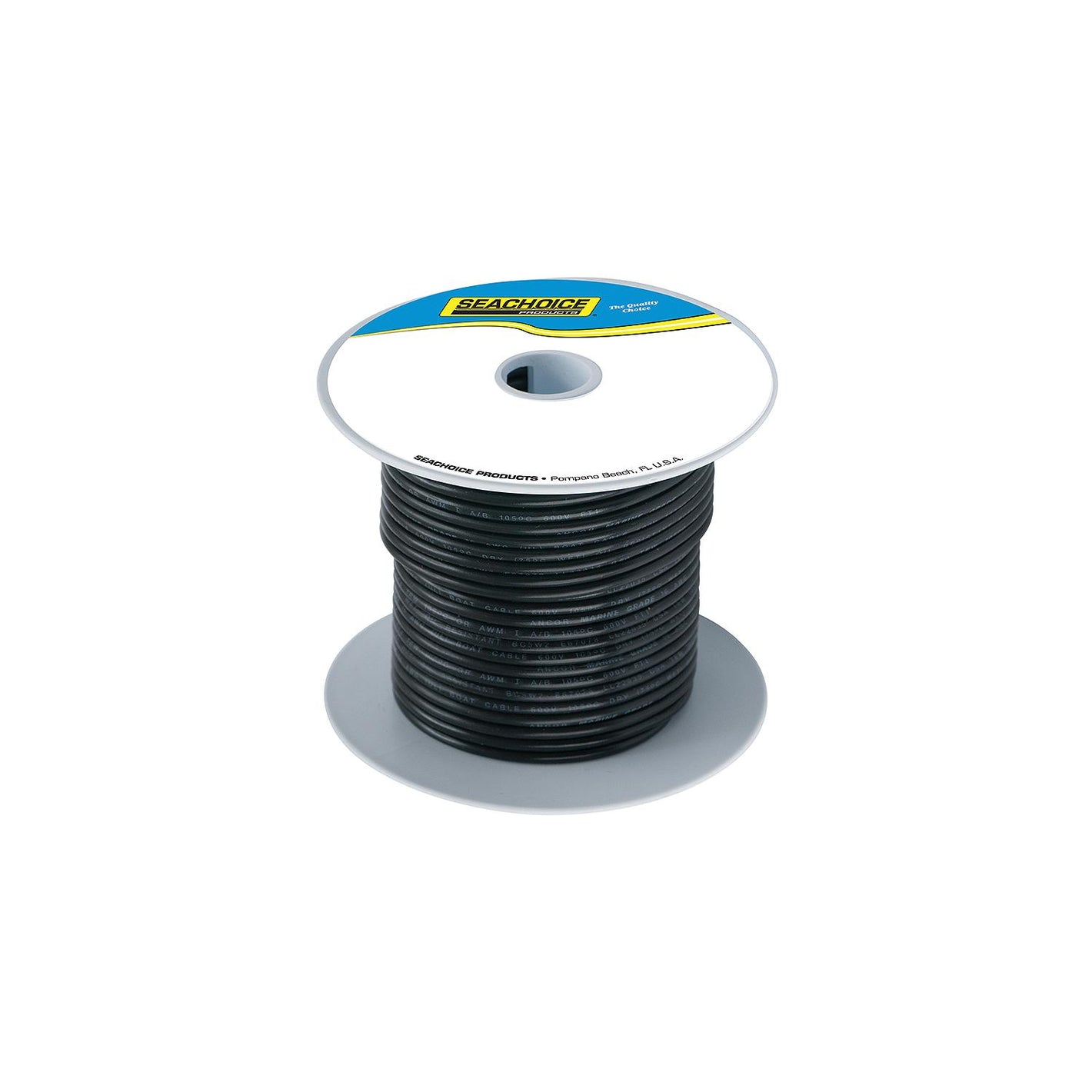 Tinned Copper Marine Wire, 8 AWG, Black, 100ft