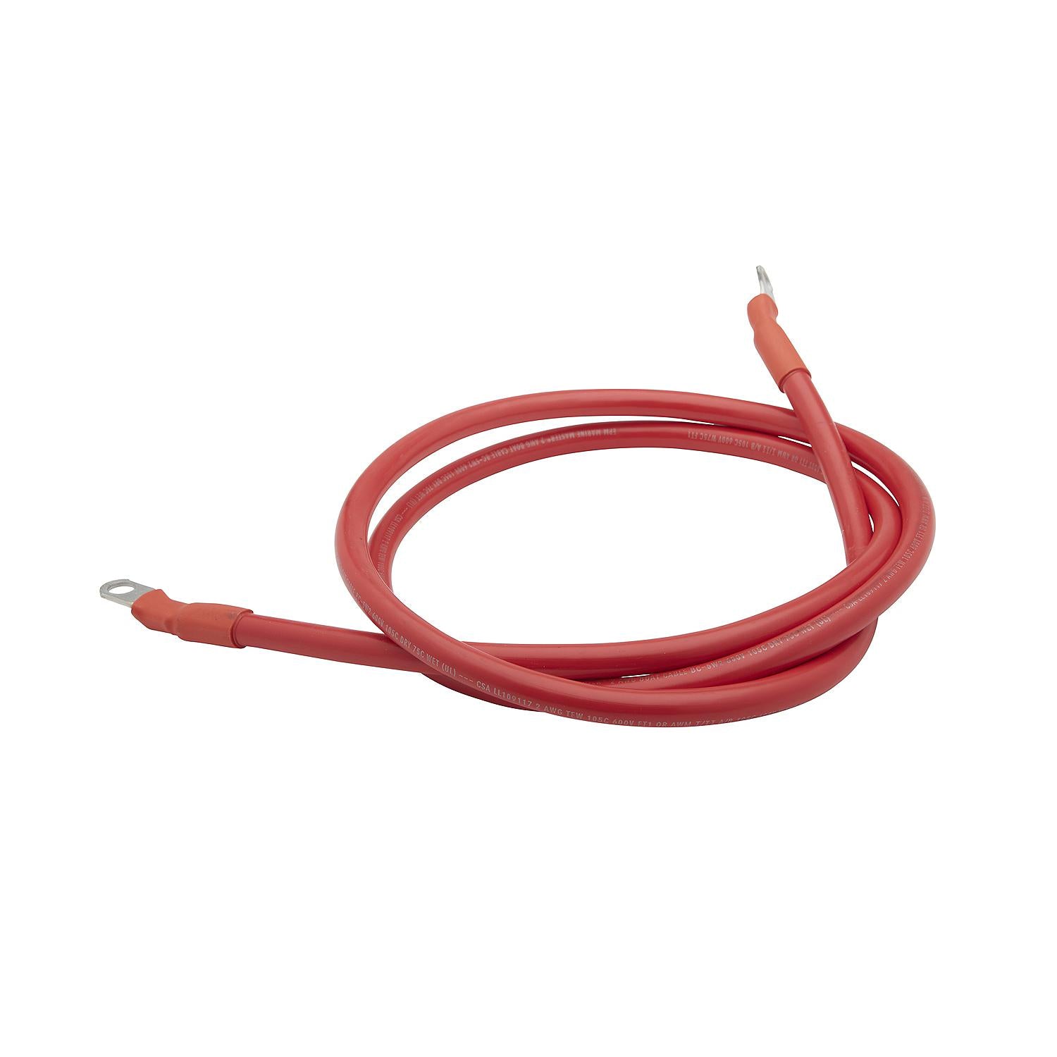 Tinned Copper Battery Assembly, 2 AWG, Red, 6ft