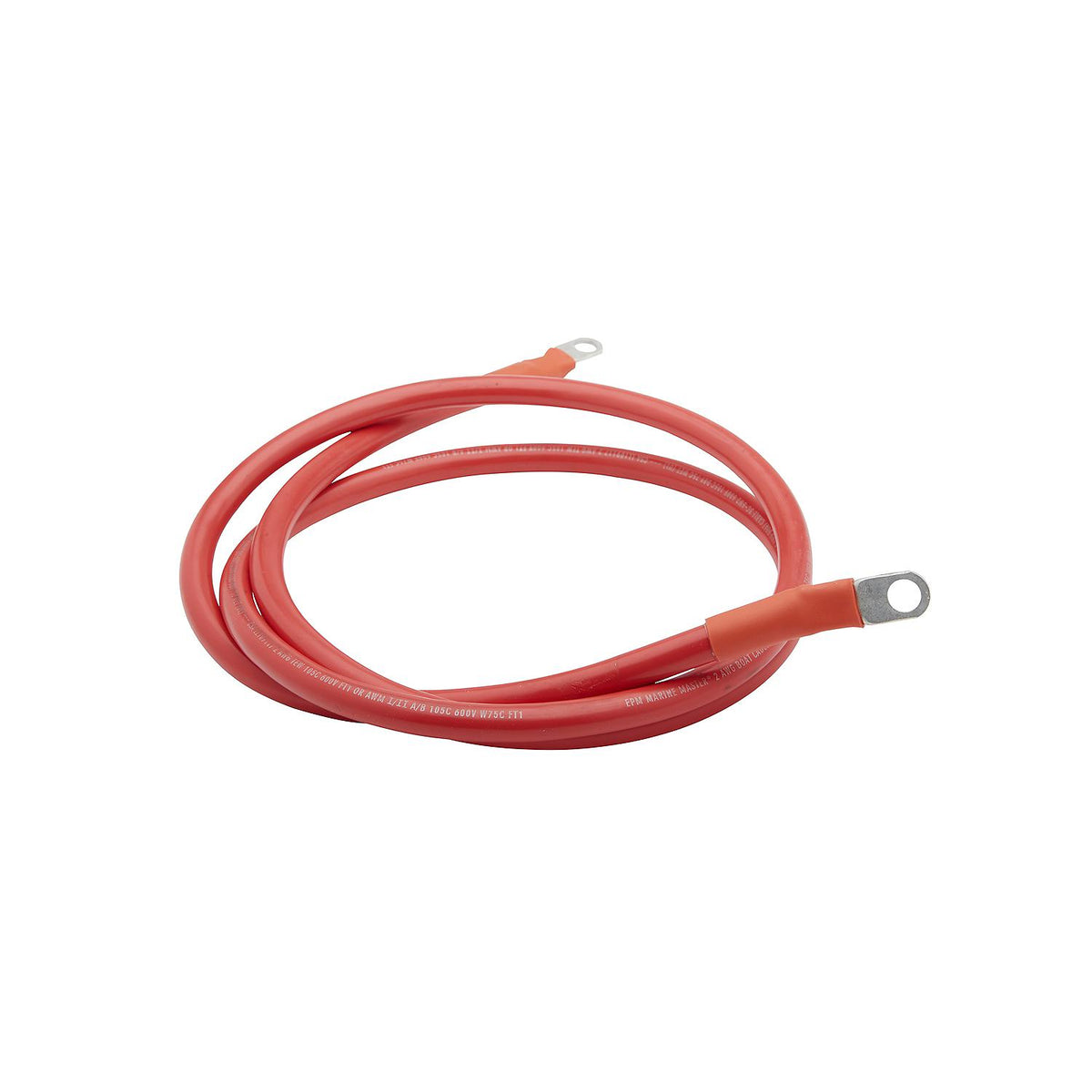 Tinned Copper Battery Assembly, 2 AWG, Red, 6ft