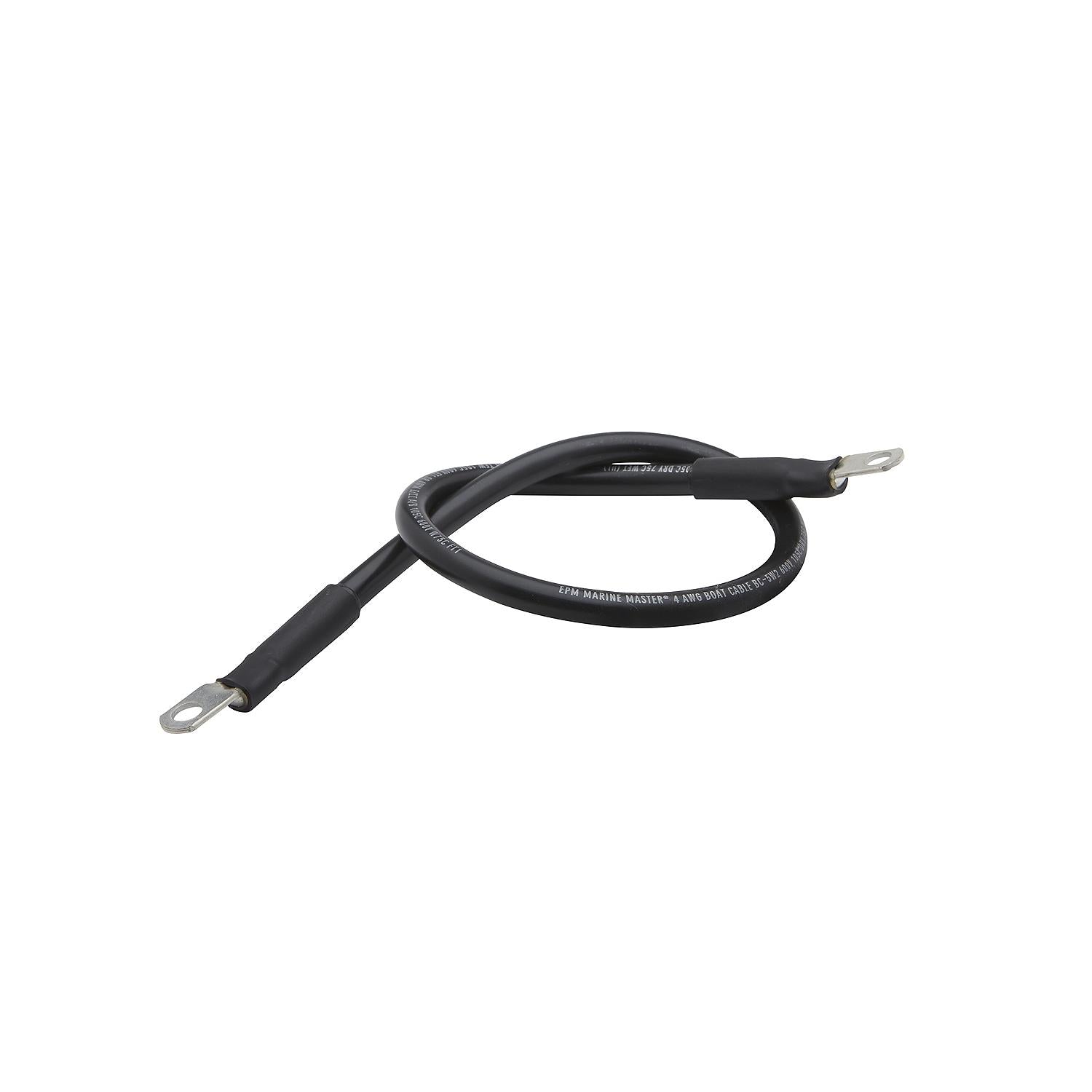 Tinned Copper Battery Assembly, 4 AWG, Black, 2ft