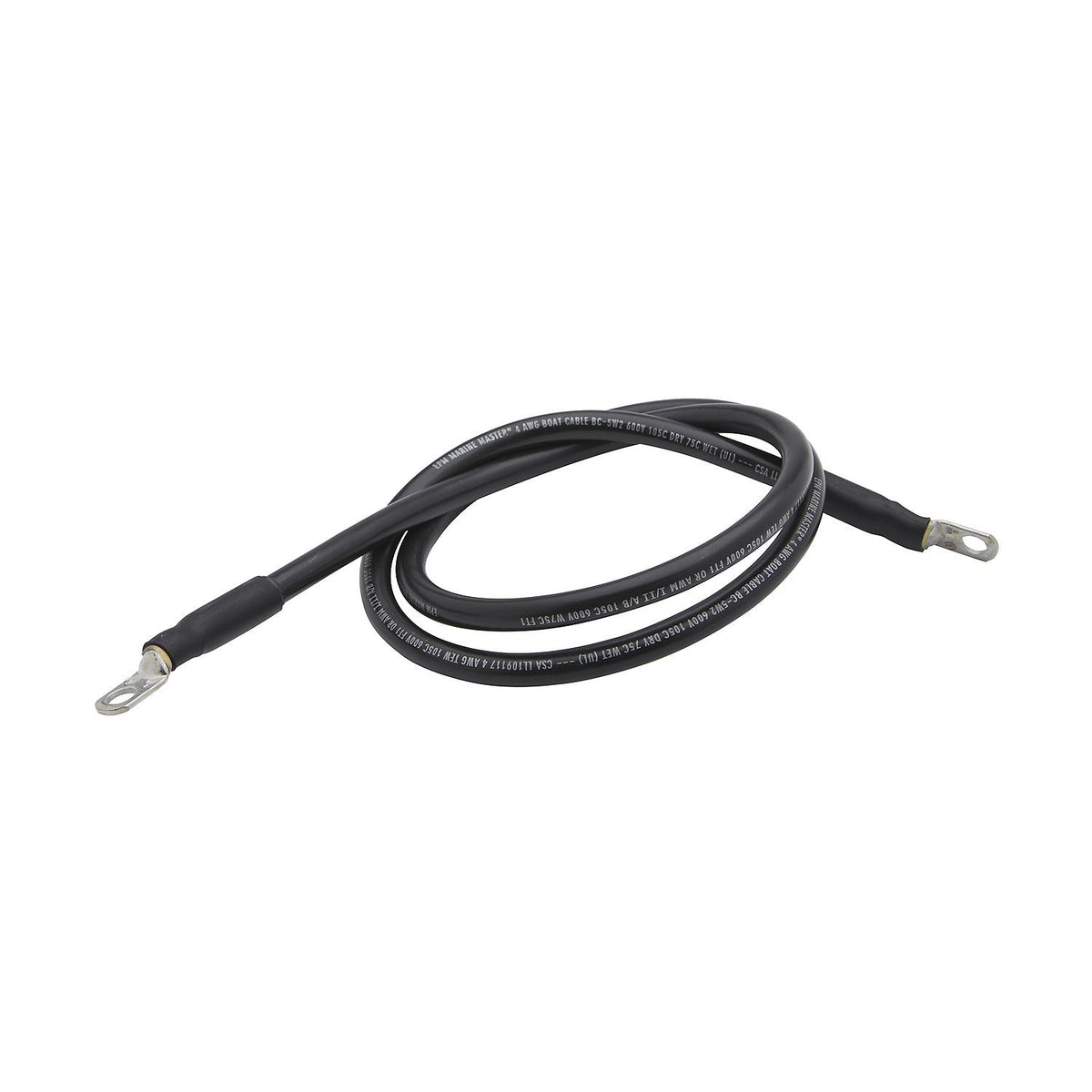 Tinned Copper Battery Assembly, 4 AWG, Black, 6ft