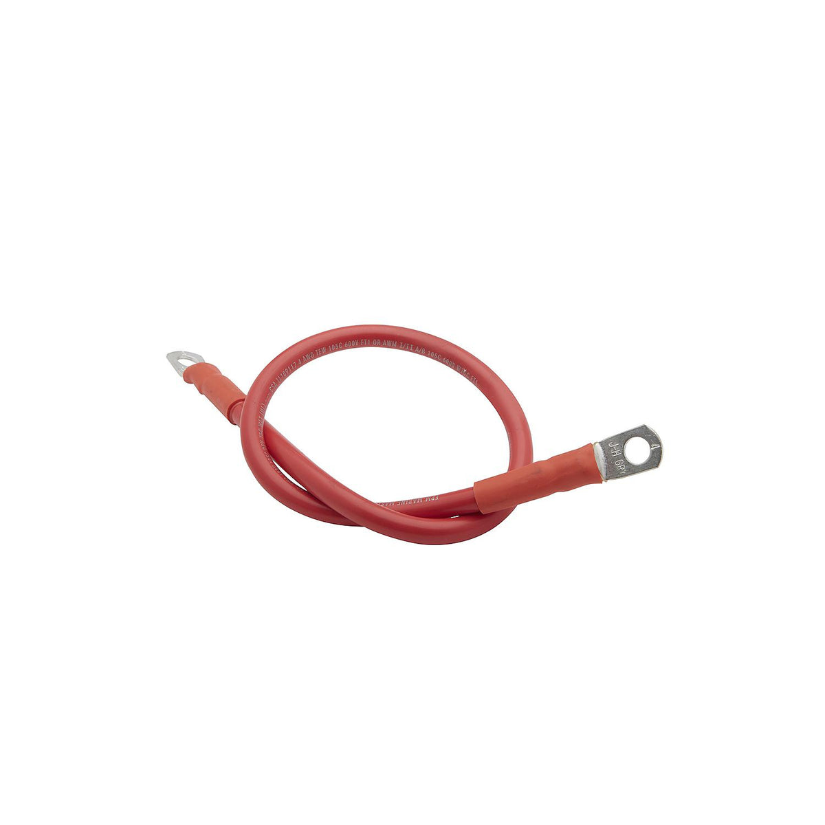 Tinned Copper Battery Assembly, 4 AWG, Red, 2ft
