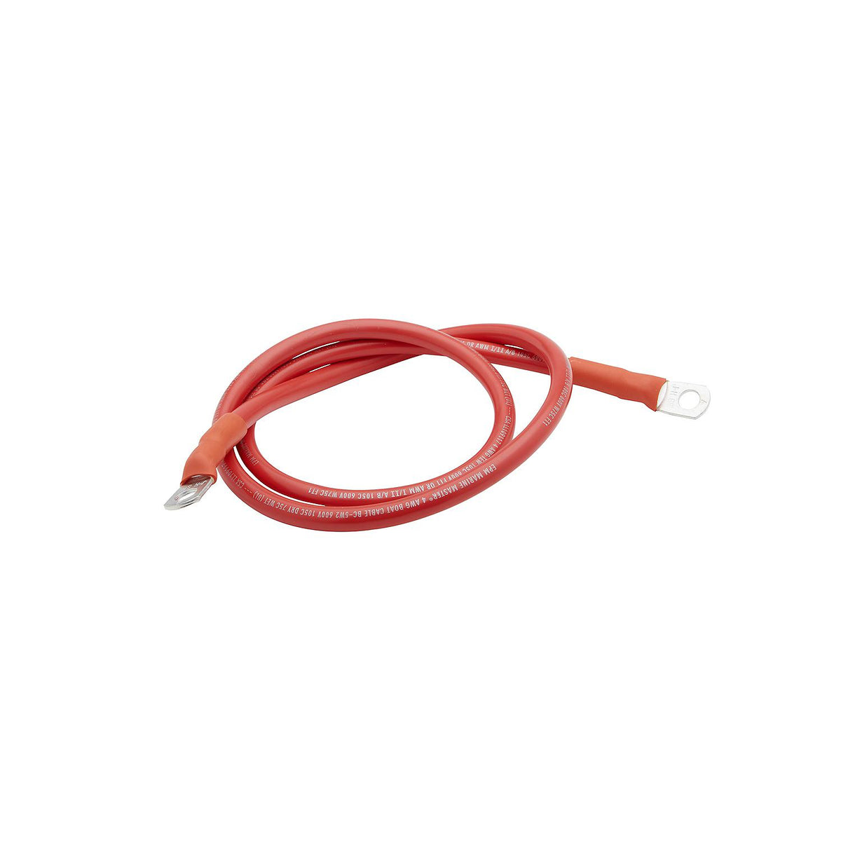 Tinned Copper Battery Assembly, 4 AWG, Red, 4ft