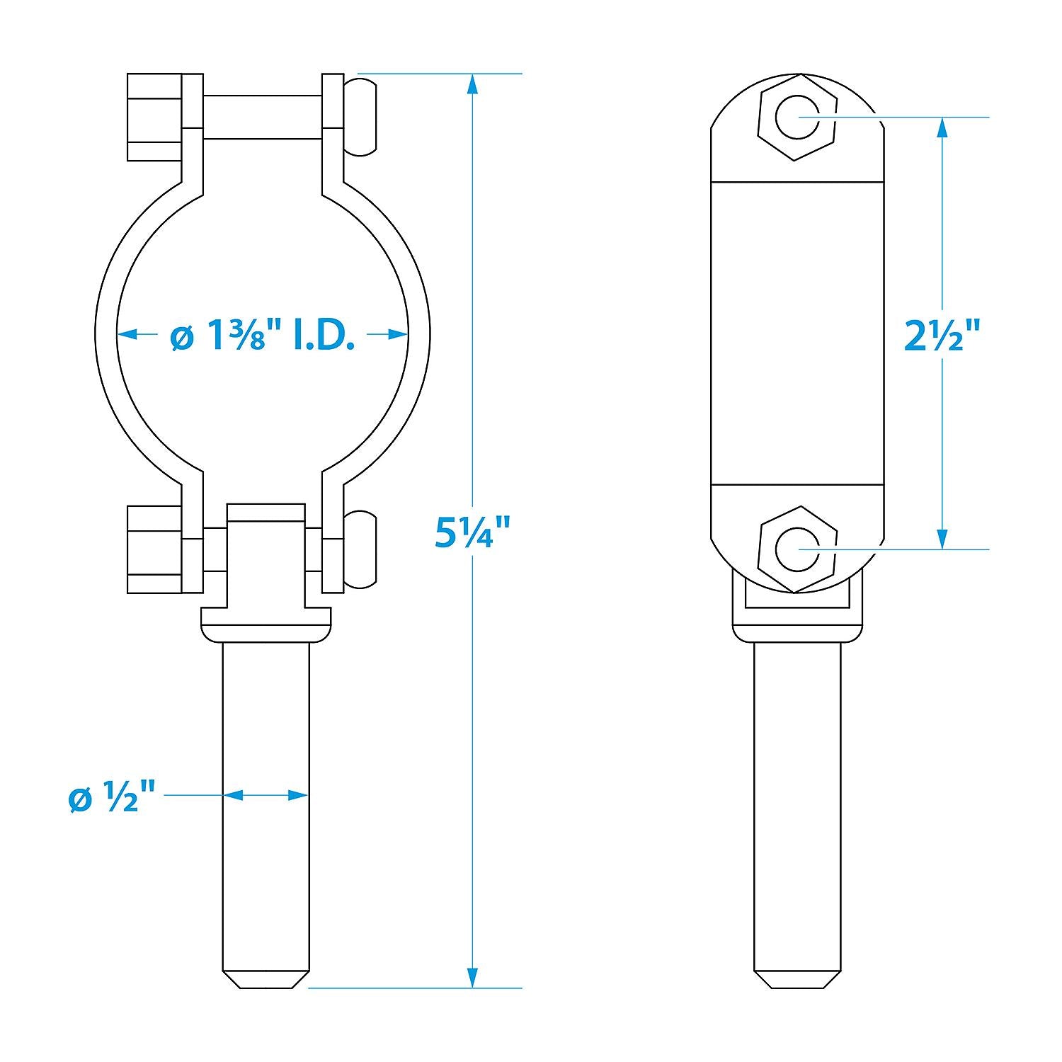 Zinc Plated Steel Clamp-On Oarlocks, 2/PK