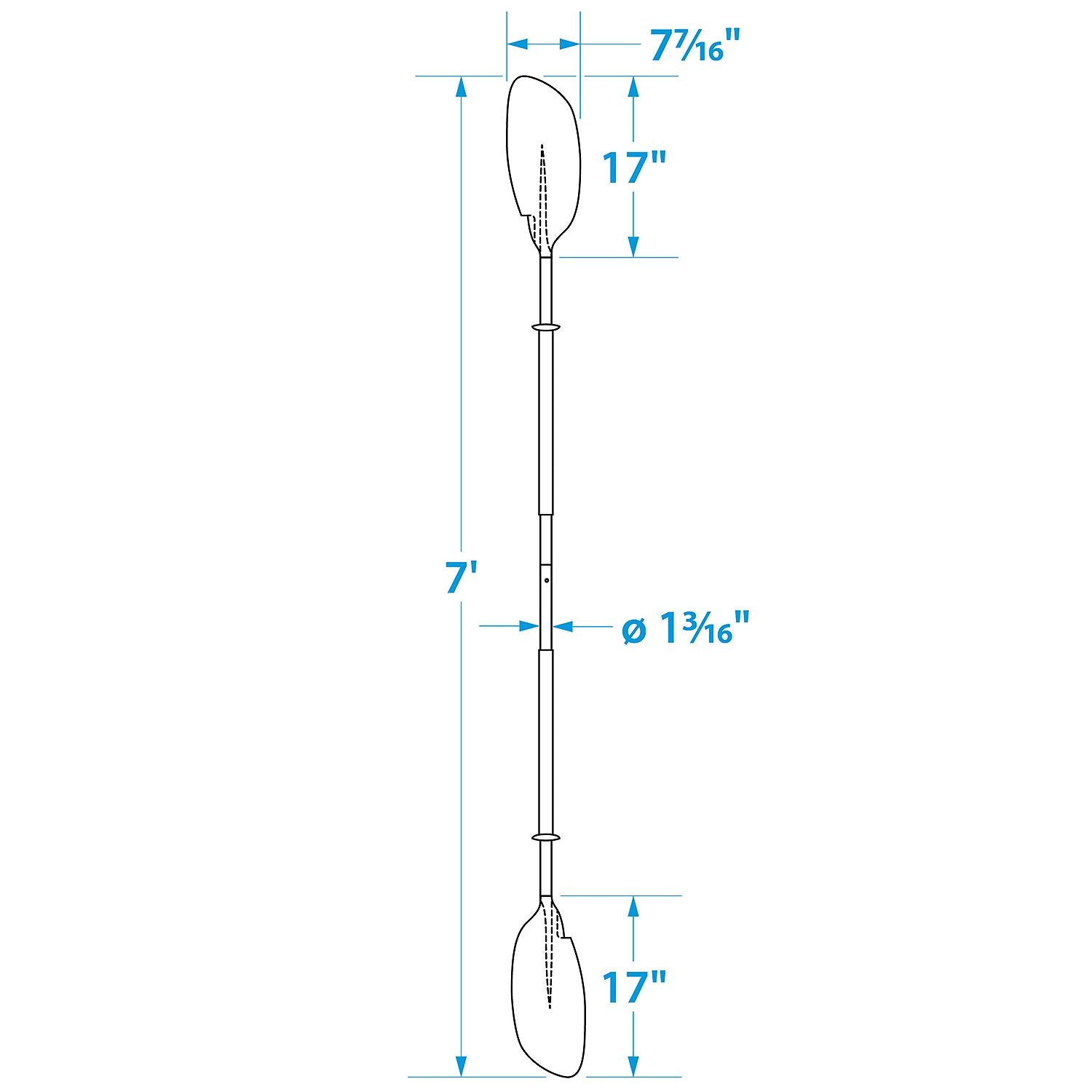 Curved-Blade Kayak Paddle, 7ft