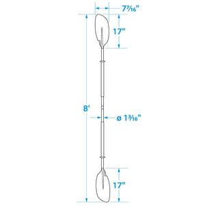 Curved-Blade Kayak Paddle, 8ft