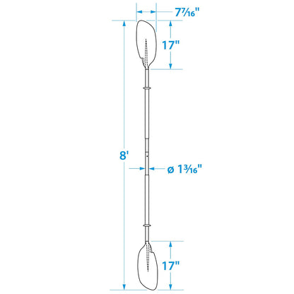 Curved-Blade Kayak Paddle, 8ft