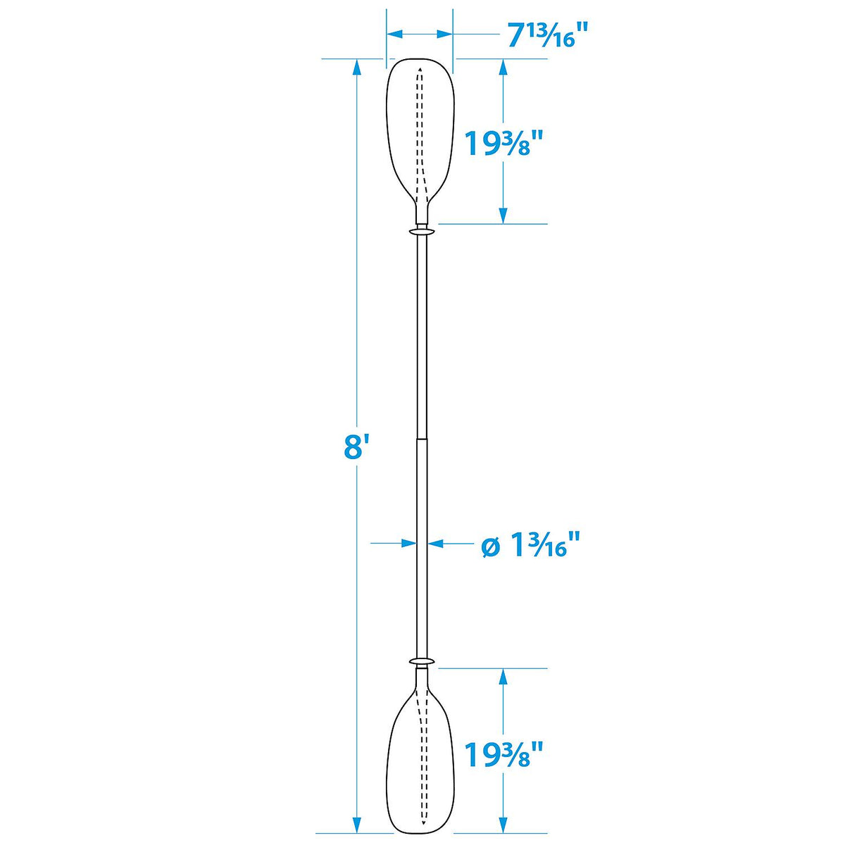 2-Piece Straight-Blade Kayak Paddle, 8ft