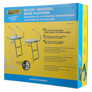 Deluxe 2 Step Universal Swim Platform w/ Slide Mount Telescoping Ladder