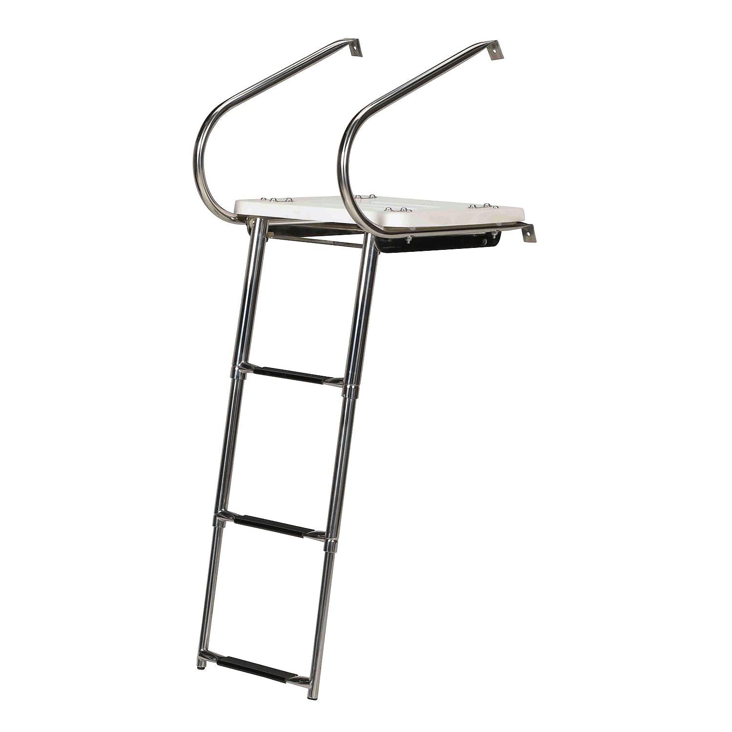 Deluxe 3 Step Universal Swim Platform w/ Slide Mount Telescoping Ladder