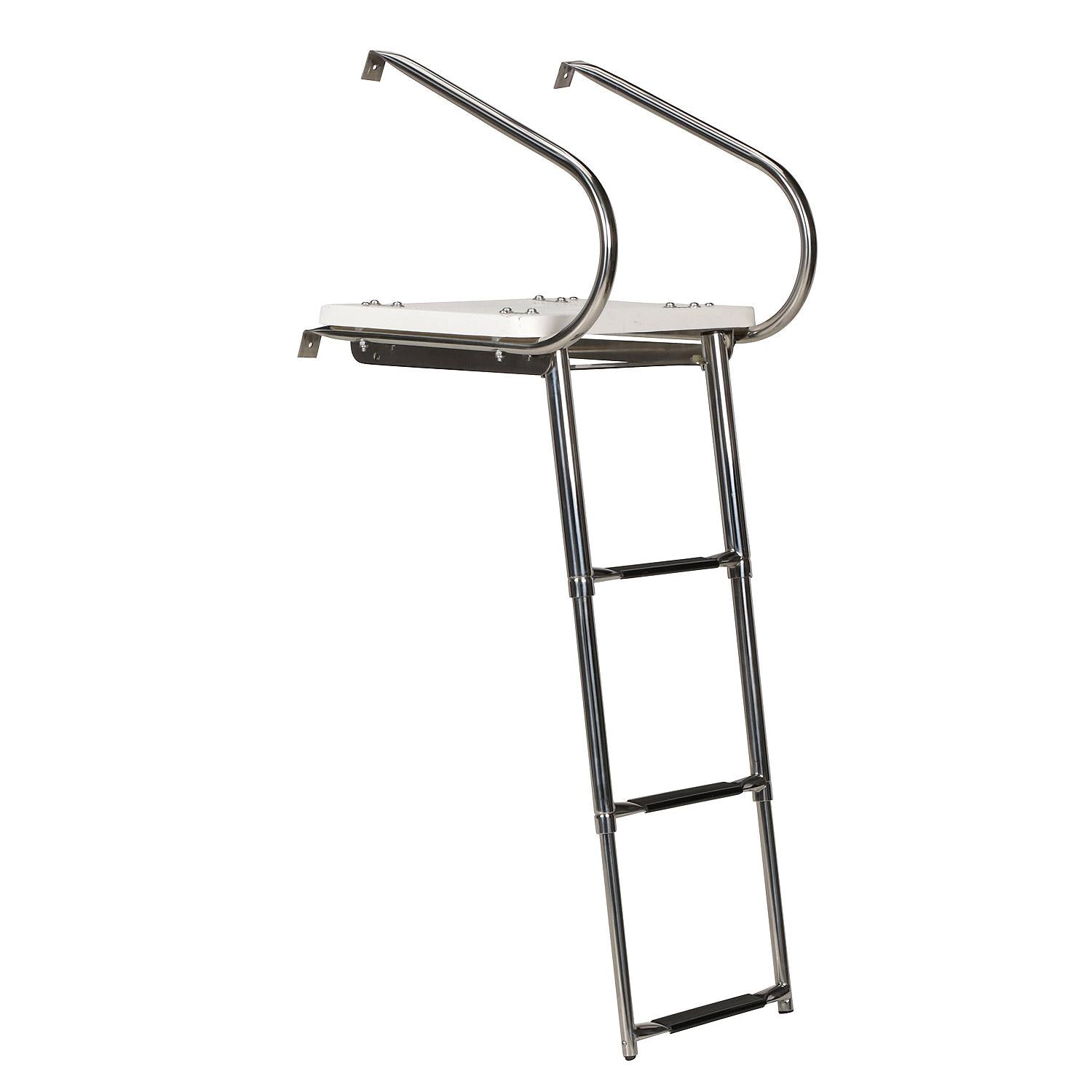 Deluxe 3 Step Universal Swim Platform w/ Slide Mount Telescoping Ladder