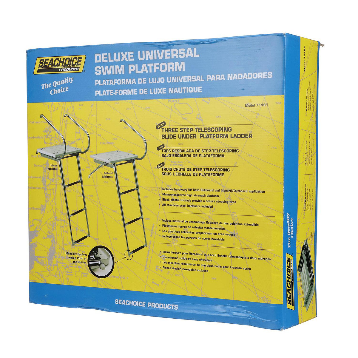 Deluxe 3 Step Universal Swim Platform w/ Slide Mount Telescoping Ladder
