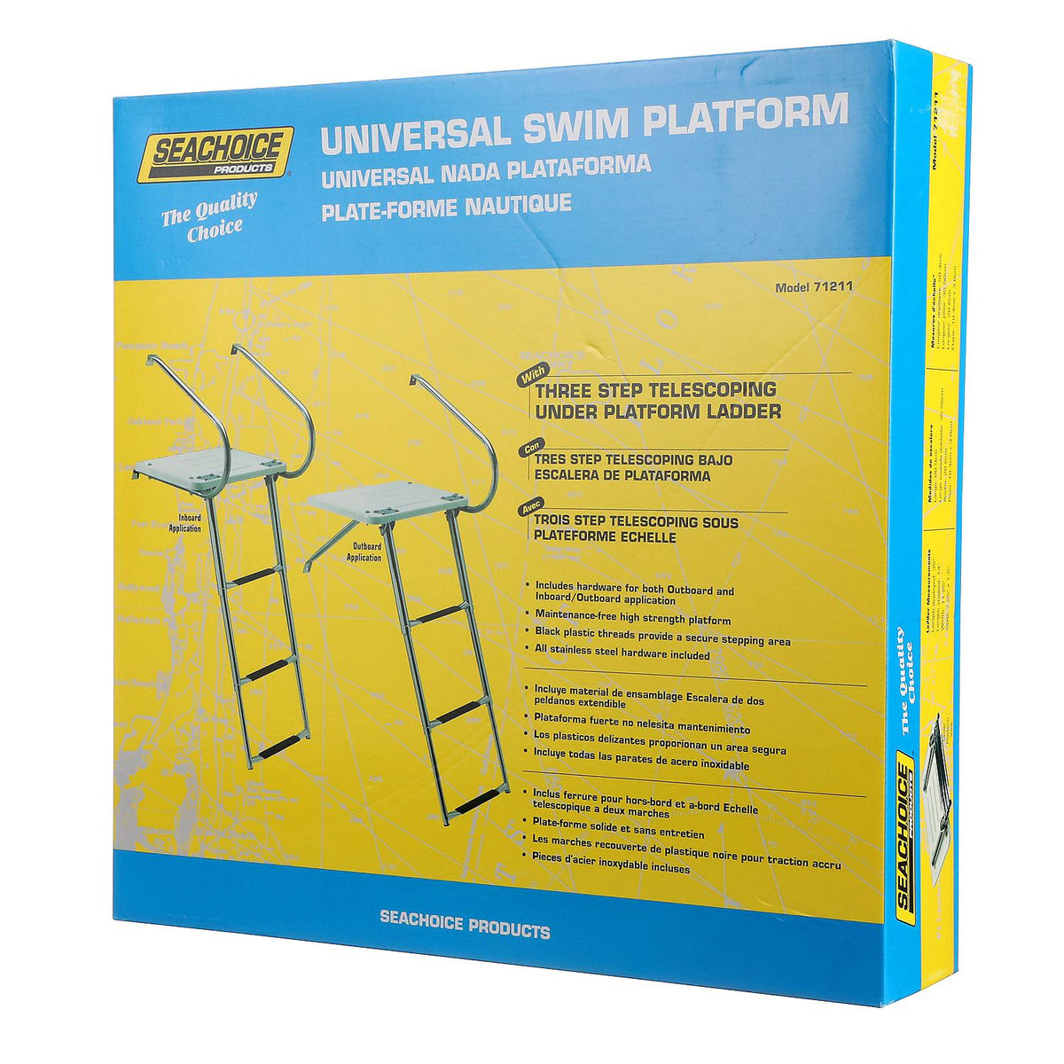 Universal 3 Step Swim Platform w/ Under Mount Telescoping Ladder