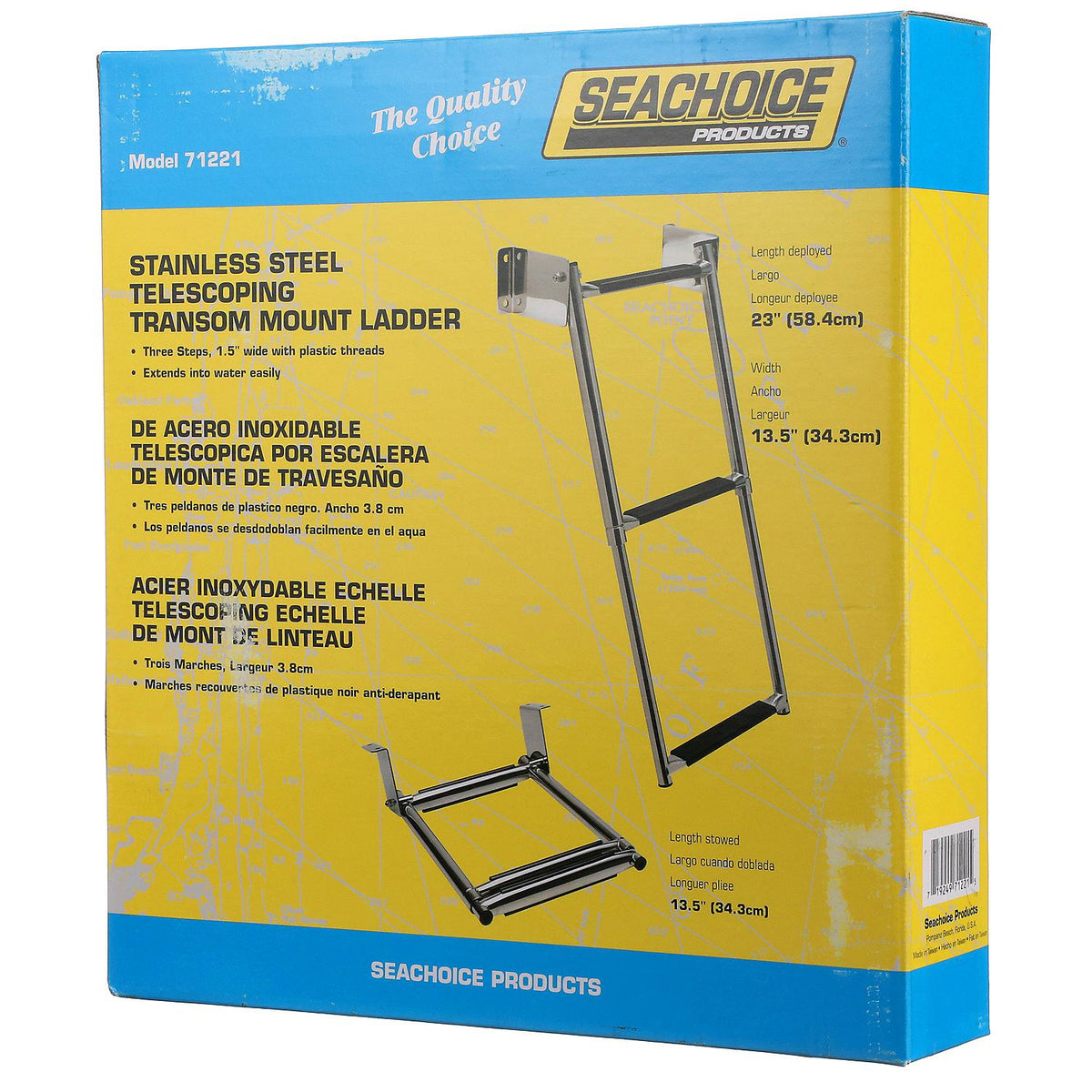 Telescoping 3 StepTransom Mount, Stainless Steel