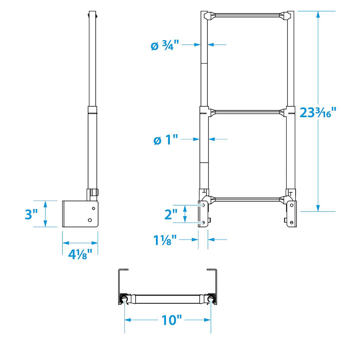 Telescoping 3 StepTransom Mount, Stainless Steel
