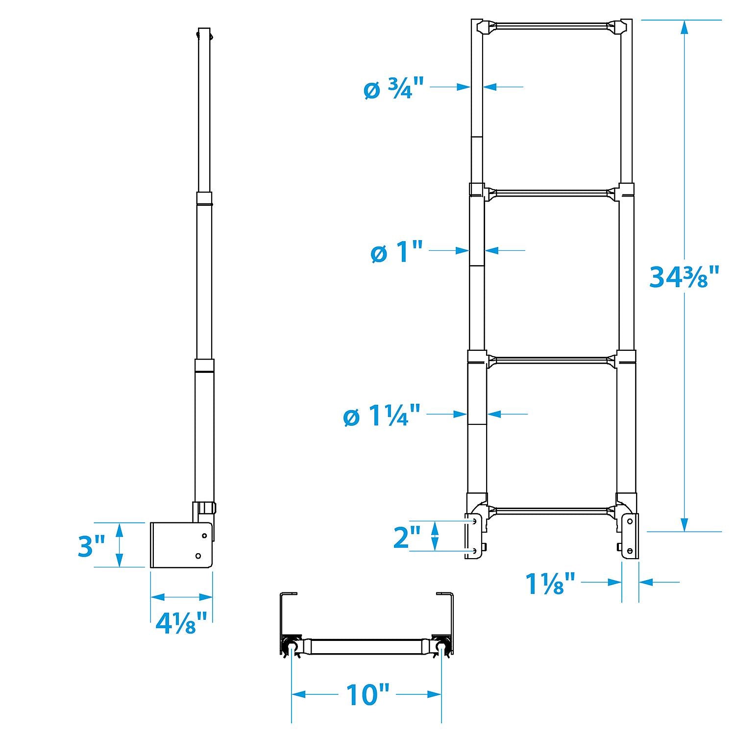Telescoping 4 Step Transom Mount, Stainless Steel