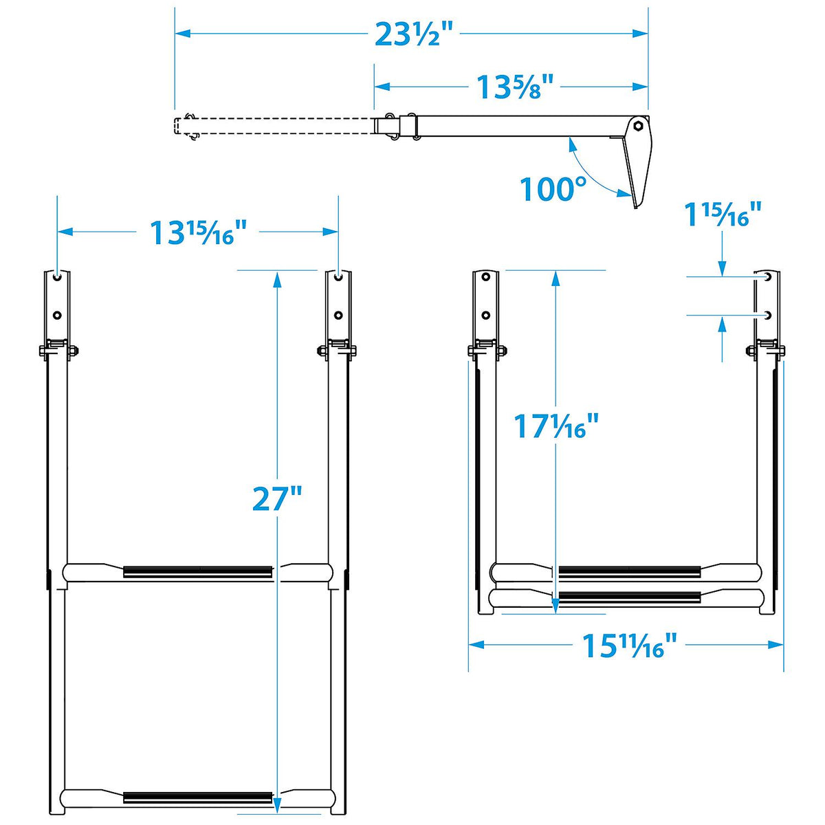 Telescoping Ladder Only for Universal 2 Step Swim Platform w/ Top Mount Ladder