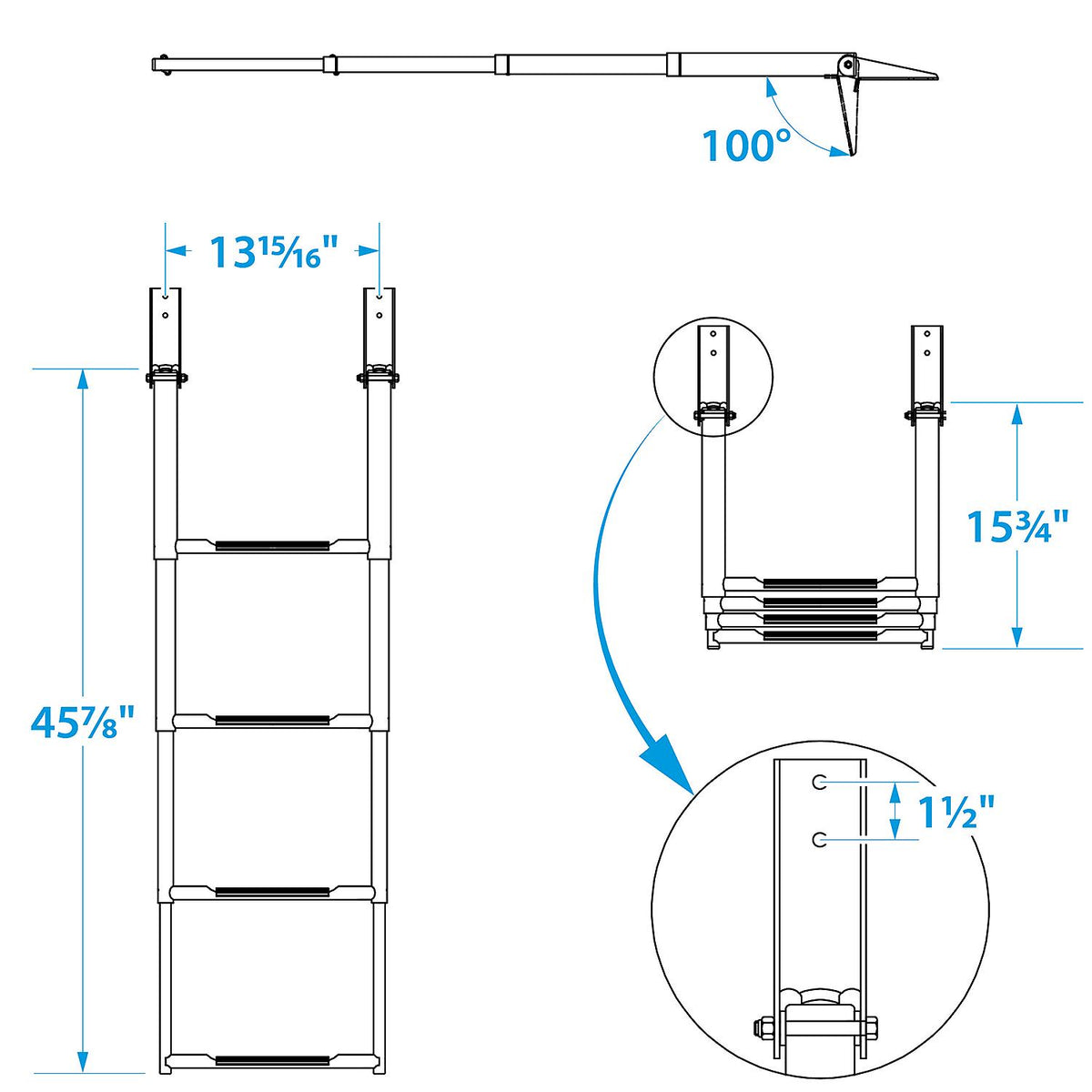 Telescoping Ladder Only for Universal 4 Step Swim Platform w/ Top Mount Ladder