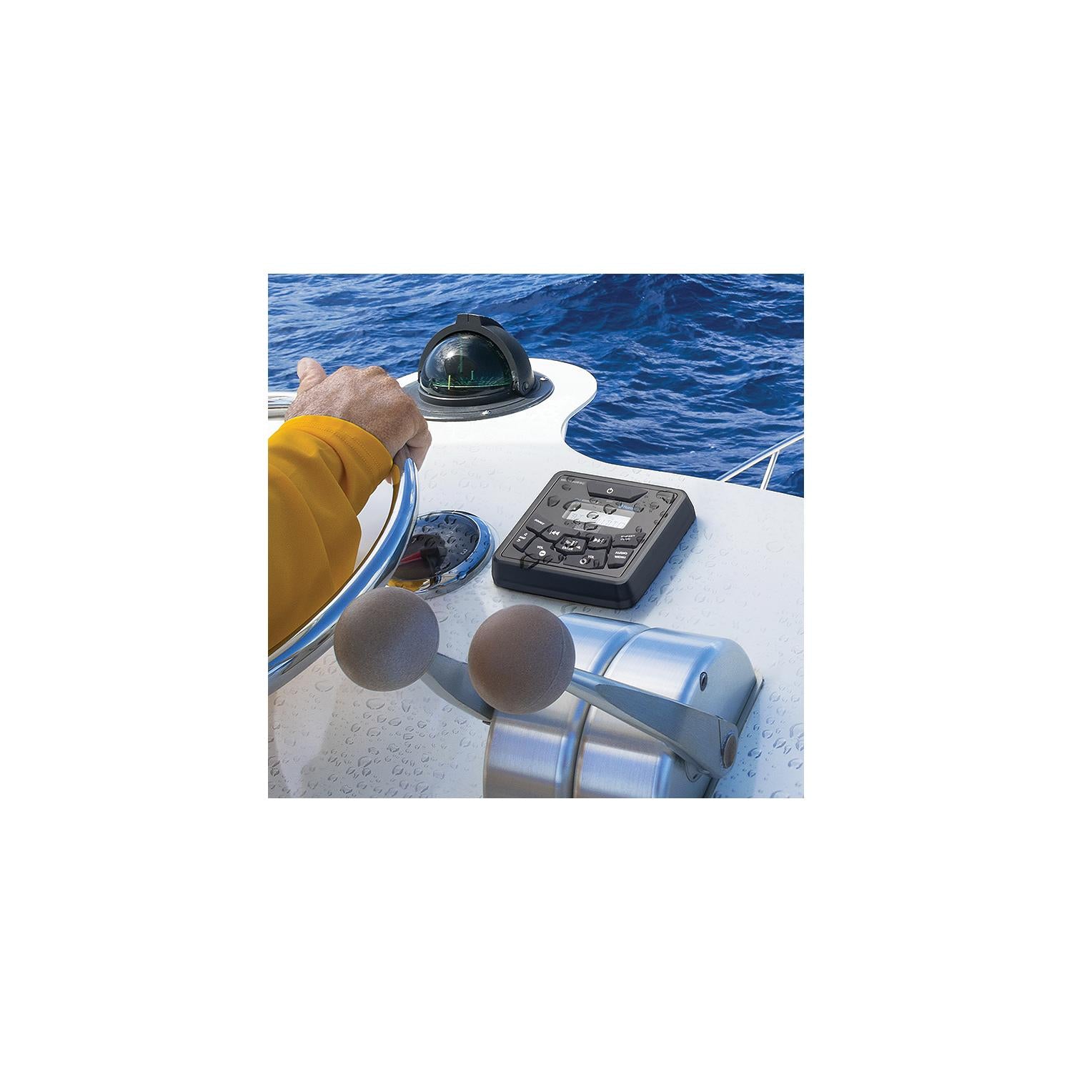 Bluetooth In-Dash Marine Gauge Stereo, Square Face