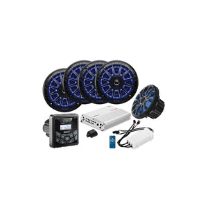In-Dash Audio Package, Square Gauge, Black, (4)Speakers, 2 pr