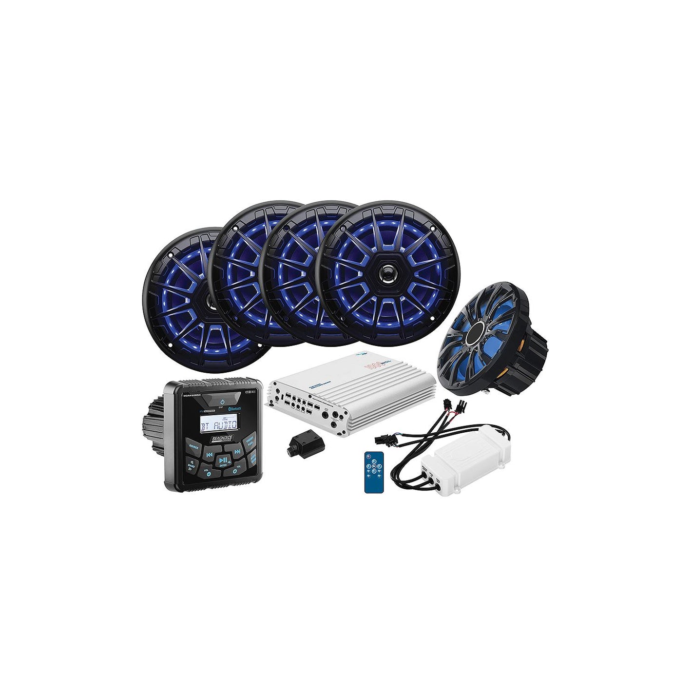 In-Dash Audio Package, Square Gauge, Black, (4)Speakers, 2 pr