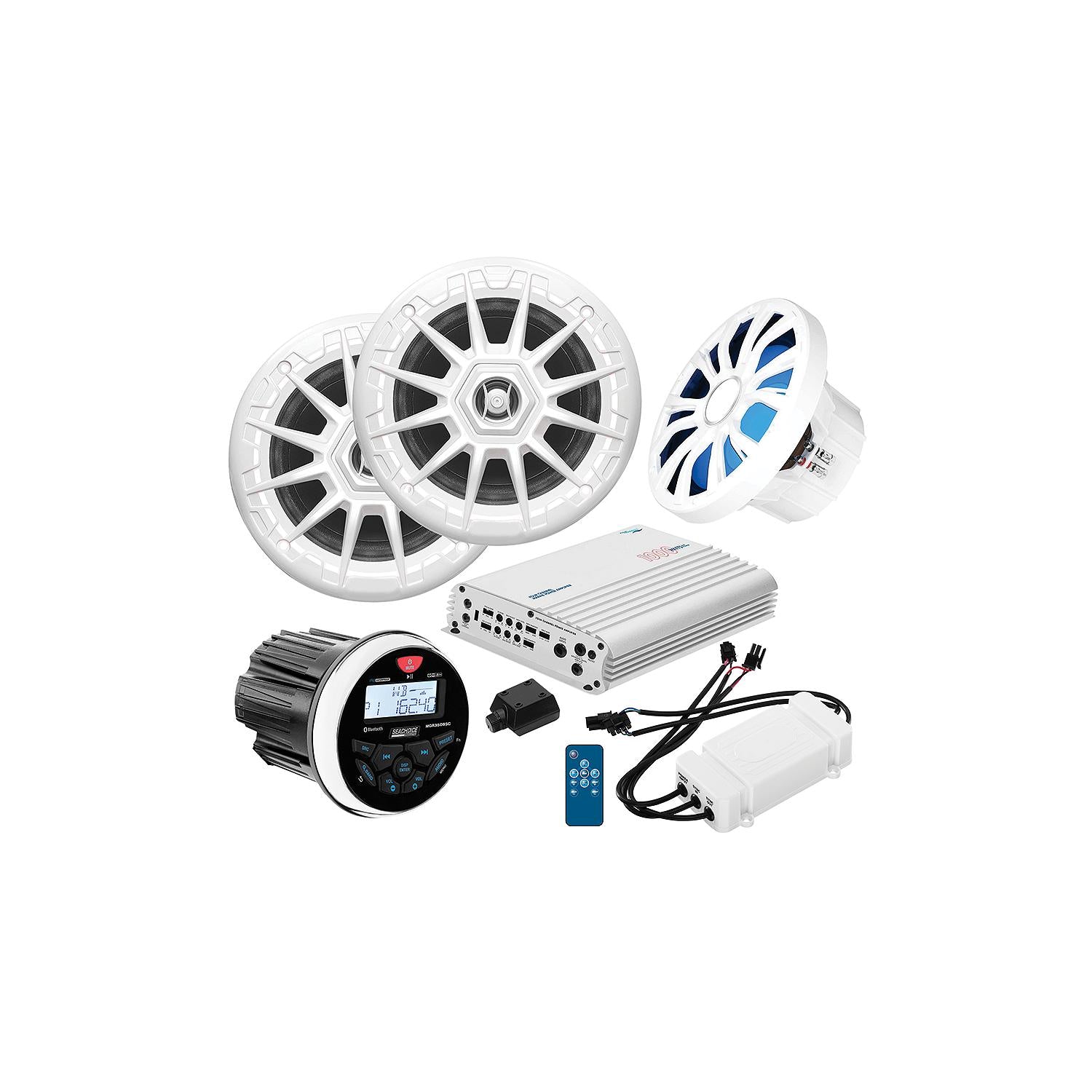 In-Dash Audio Package, Round Gauge, Black, (2)Speakers, 1 pr