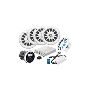 In-Dash Audio Package, Round Gauge, Black, (4)Speakers, 2 pr
