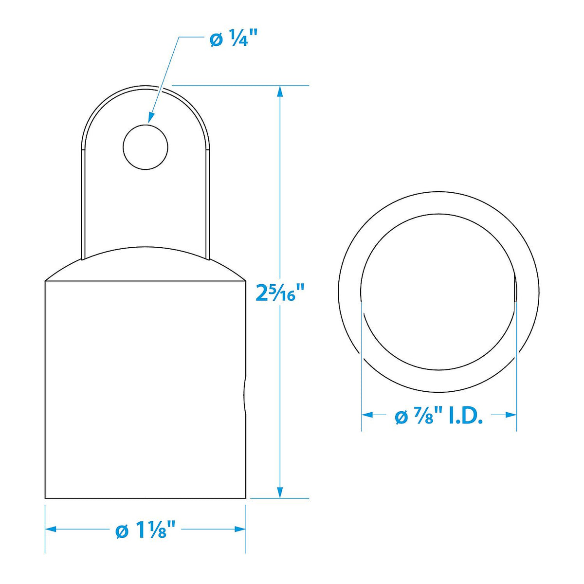 External Eye End, Stainless Steel, 7/8in