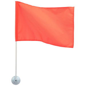 12in x 18in Orange Nylon Ski Flag, 24in Plastic Pole w/ Suction Cups