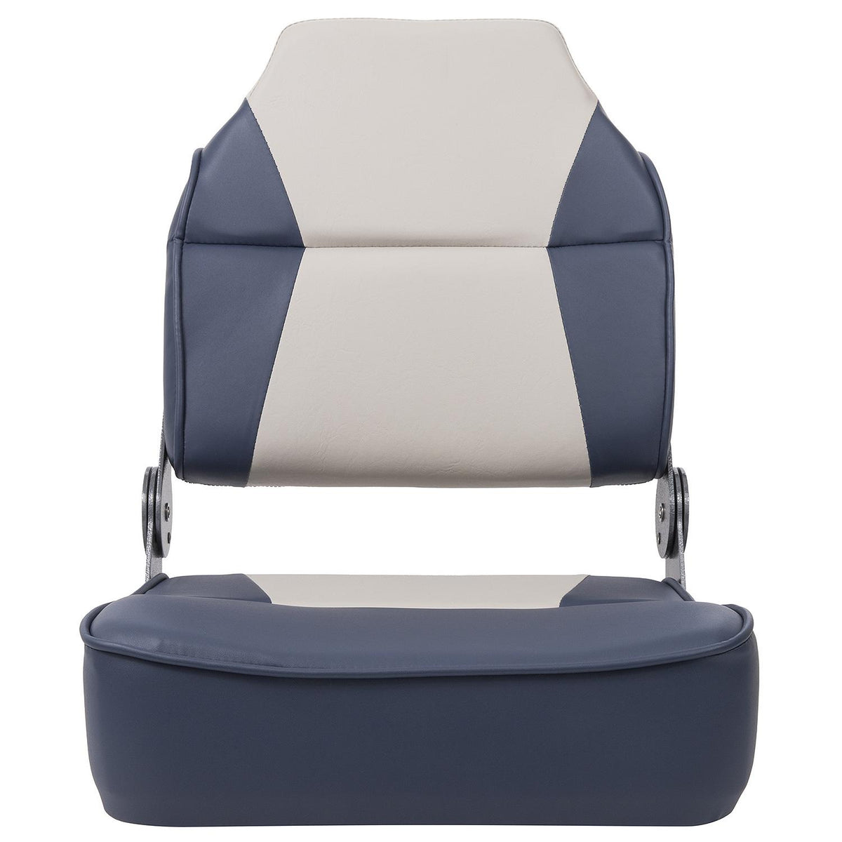 Premium High-Back Fold Down Fishing Seat, Gray/ Navy