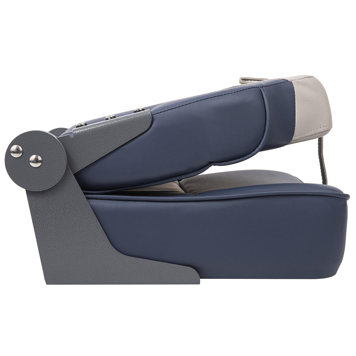 Premium High-Back Fold Down Fishing Seat, Gray/ Navy