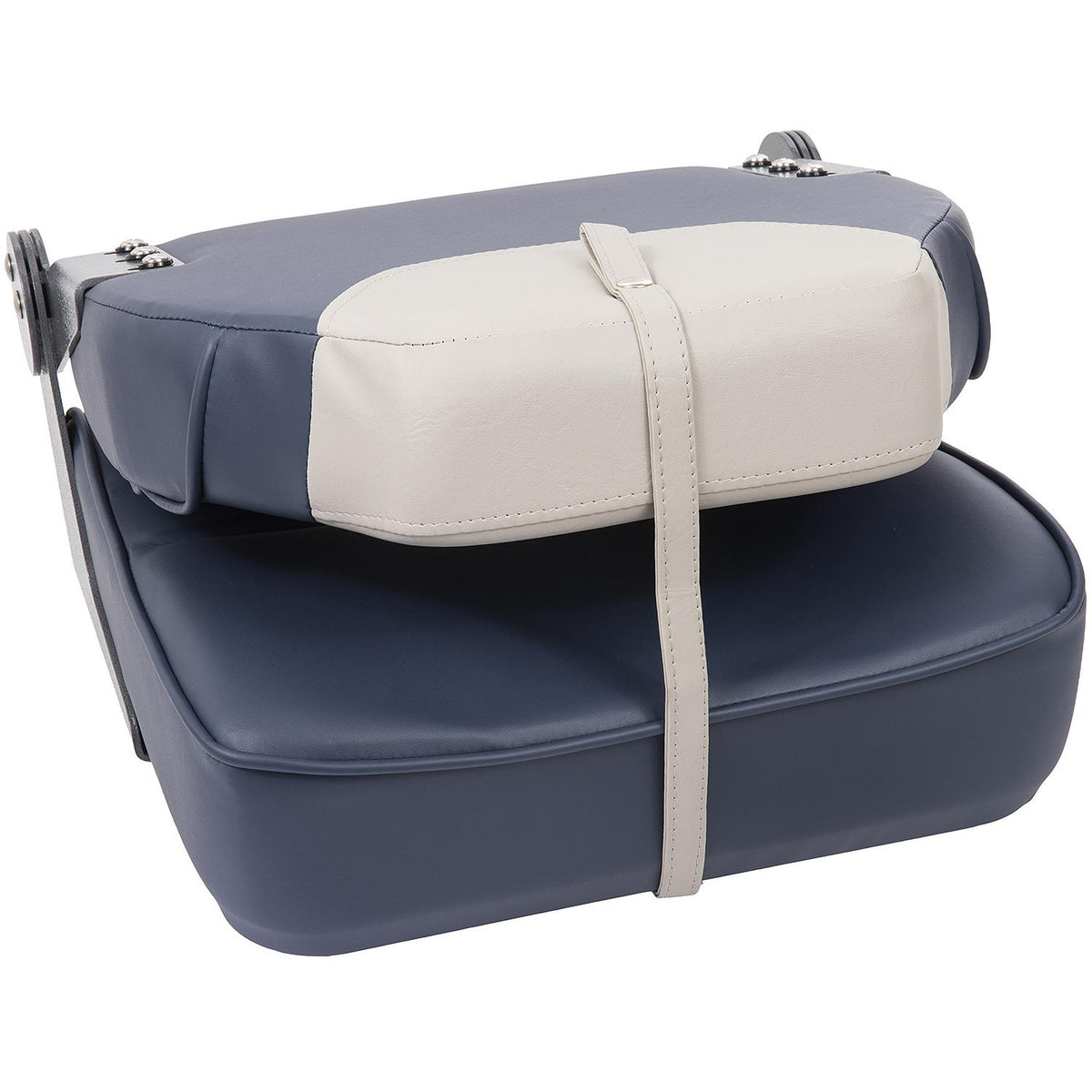 Premium High-Back Fold Down Fishing Seat, Gray/ Navy