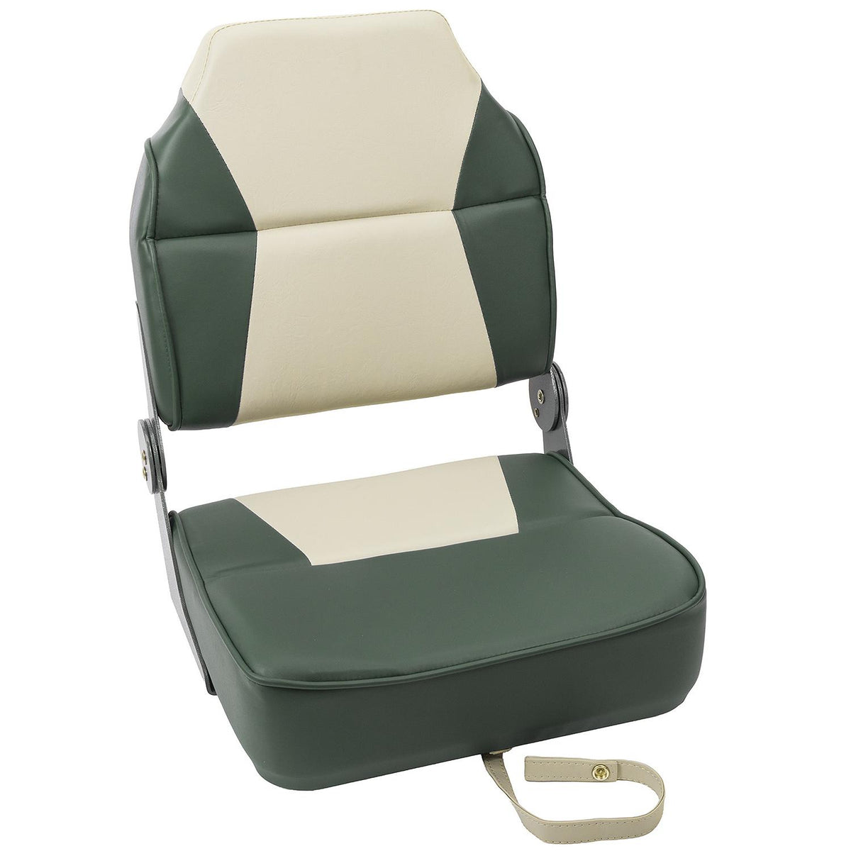 Premium High-Back Fold Down Fishing Seat, Sand/ Green