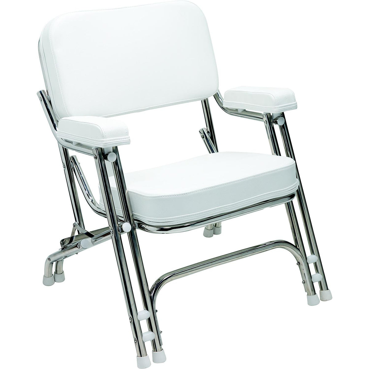 Folding Deck Chair, Aluminum, White