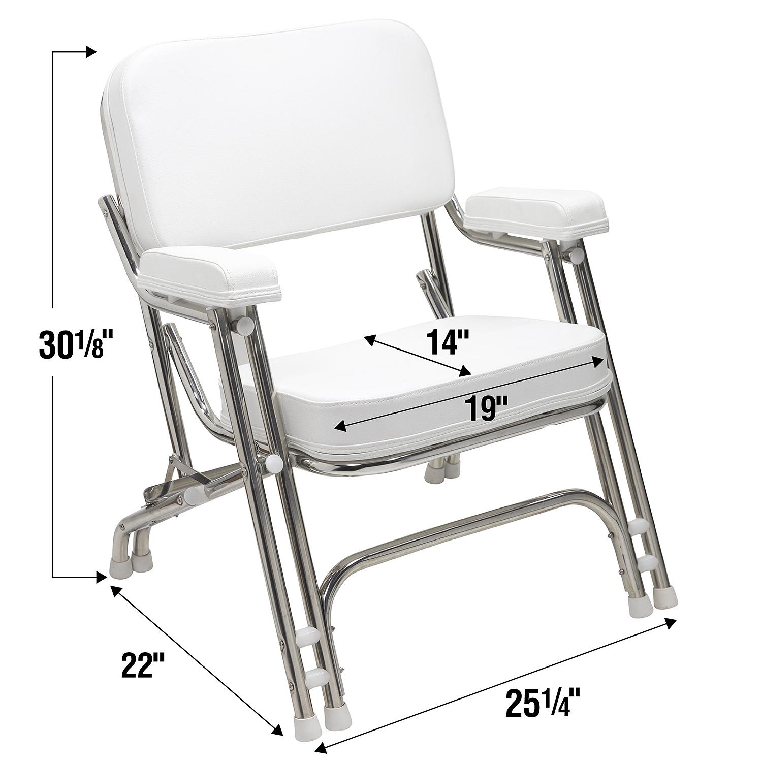 Folding Deck Chair, Aluminum, White